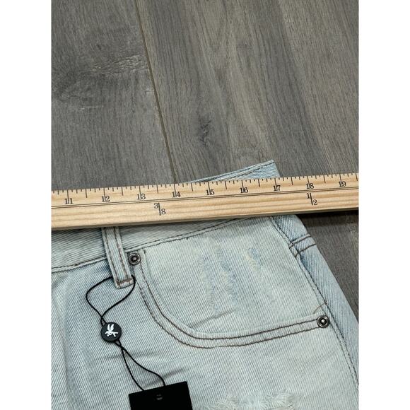 One Teaspoon Womens Shorts Blue Diamonde Distressed Cuffed Bandits Size 32 NWT - Picture 7 of 8